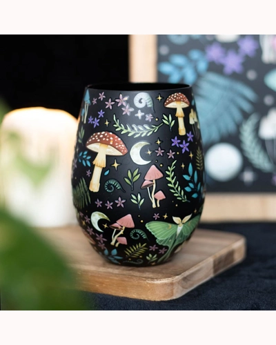 Dark Forest Print Stemless Wine Glass Dark Forest Print Stemless Wine Glass