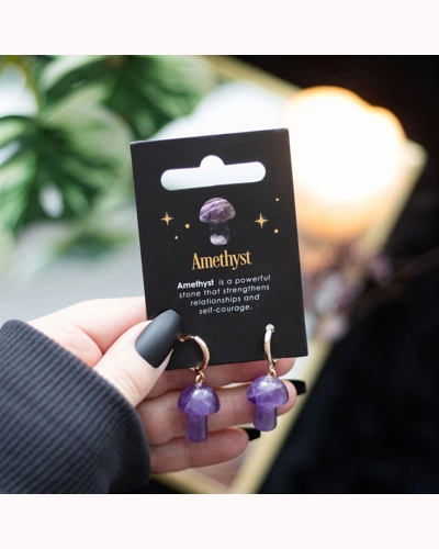 Amethyst Crystal Mushroom Earrings Amethyst Crystal Mushroom Earrings