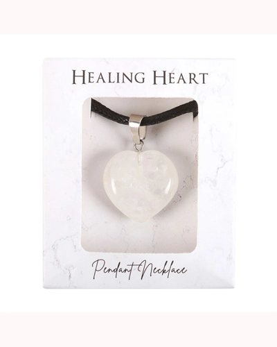 Clear Quartz Healing Crystal Heart Necklace Clear Quartz Healing Crystal Heart Necklace
