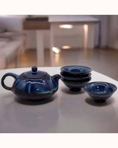 Herbal Blues Teapot Set - Pot & Four Cups Herbal Blues Teapot Set - Pot & Four Cups