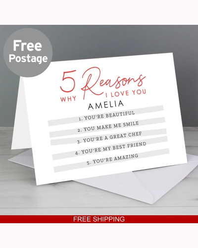 Personalised 5 Reasons Why Card Personalised 5 Reasons Why Card