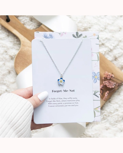 Forget-Me-Not Flower Necklace on Greeting Card Forget-Me-Not Flower Necklace on Greeting Card