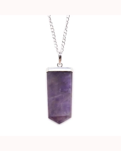 Gemstone Flat Pencil Pendant - Amethyst Gemstone Flat Pencil Pendant - Amethyst
