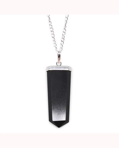 Gemstone Flat Pencil Pendant - Black Agate Gemstone Flat Pencil Pendant - Black Agate