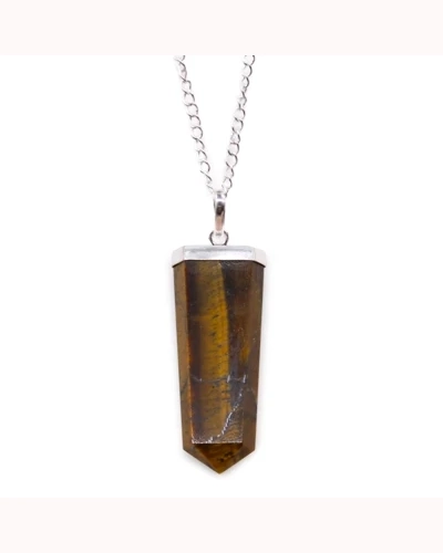 Gemstone Flat Pencil Pendant - Tiger Eye Gemstone Flat Pencil Pendant - Tiger Eye
