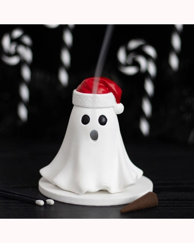 Ghost with Santa Hat Incense Cone Holder Ghost with Santa Hat Incense Cone Holder