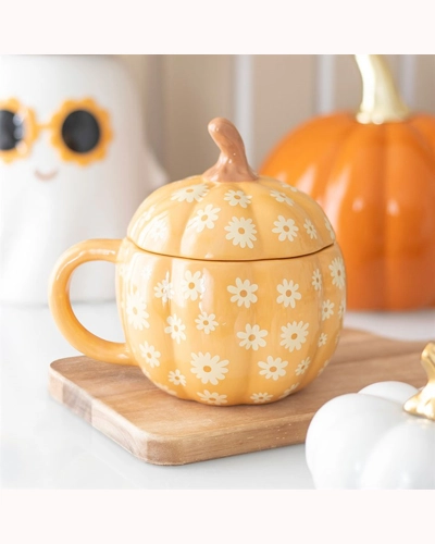Groovy Floral Pumpkin Lidded Mug Groovy Floral Pumpkin Lidded Mug