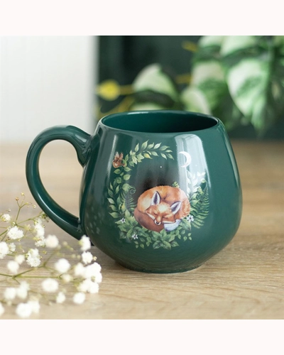 Green Sleeping Fox Rounded Mug Green Sleeping Fox Rounded Mug