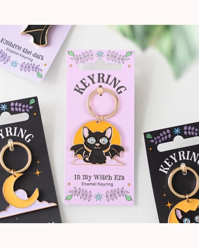 In My Witch Era Bat Cat and Moon Enamel Keyring In My Witch Era Bat Cat and Moon Enamel Keyring