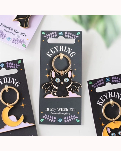 In My Witch Era Bat Cat Enamel Keyring In My Witch Era Bat Cat Enamel Keyring