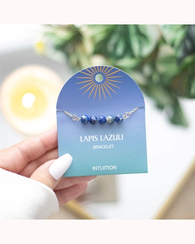 Lapis Lazuli Crystal Beaded Chain Bracelet Lapis Lazuli Crystal Beaded Chain Bracelet
