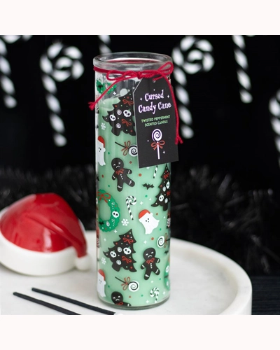 Merry Creepmas Cursed Candy Cane Tube Candle Merry Creepmas Cursed Candy Cane Tube Candle