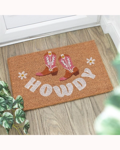 Natural Howdy Cowboy Boot Doormat Natural Howdy Cowboy Boot Doormat