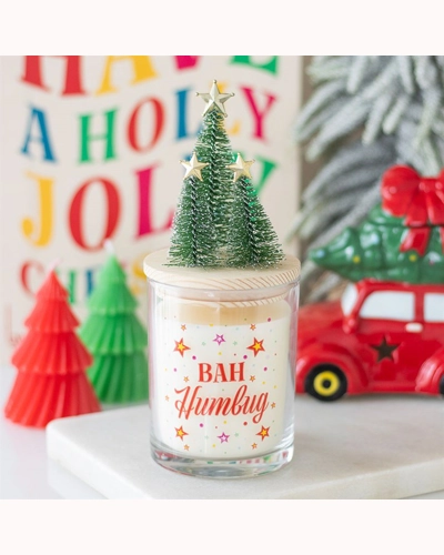 Bah Humbug Orange & Clove Glass Candle with Tree Bah Humbug Orange & Clove Glass Candle with Tree