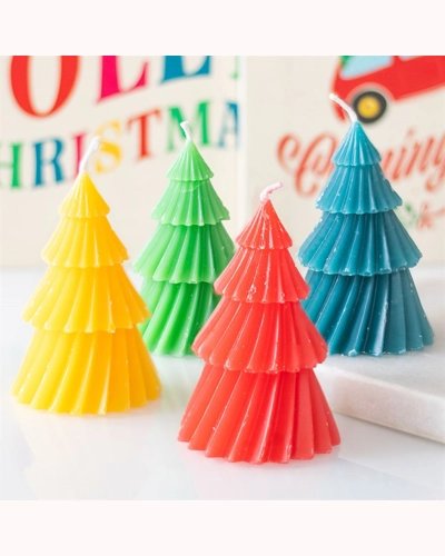 Set of 4 Colourful Christmas Tree Candles Set of 4 Colourful Christmas Tree Candles