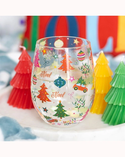 Nostalgic Christmas Print Stemless Glass Nostalgic Christmas Print Stemless Glass