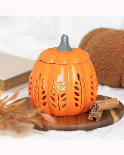 Orange Leaf Cut Out Pumpkin Oil Burner and Wax Warmer Orange Leaf Cut Out Pumpkin Oil Burner and Wax Warmer