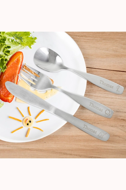 Personalised 3 Piece Hessian Friends Cutlery Set