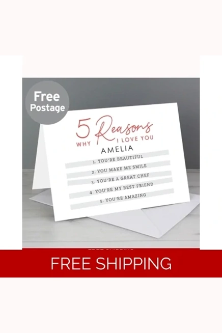 Personalised 5 Reasons Why Card