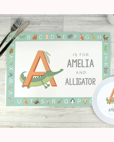 Personalised Animal Alphabet Placemat