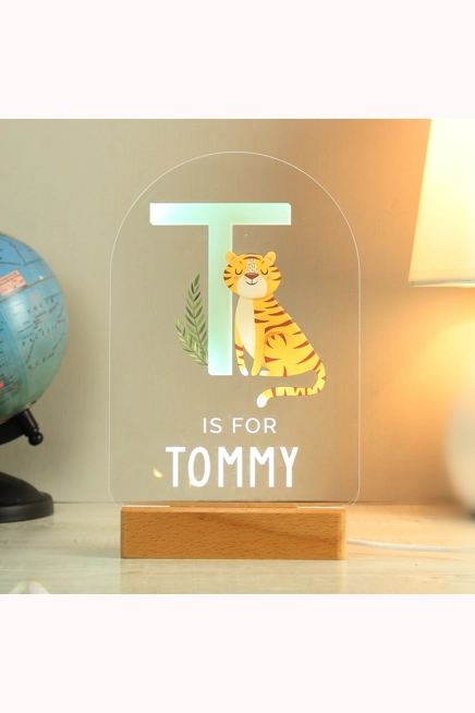 Personalised Animal Alphabet Wooden Based LED Light