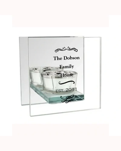Personalised Antique Scroll Mirrored Glass Tea Light Candle Holder