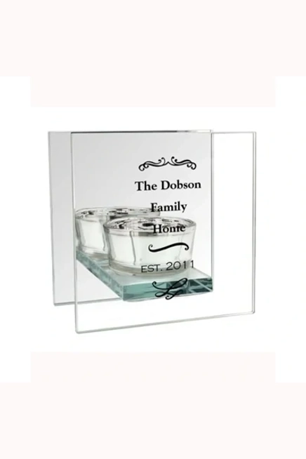 Personalised Antique Scroll Mirrored Glass Tea Light Candle Holder