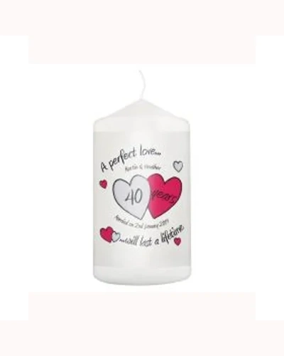 Personalised A Perfect Love Ruby Anniversary Pillar Candle