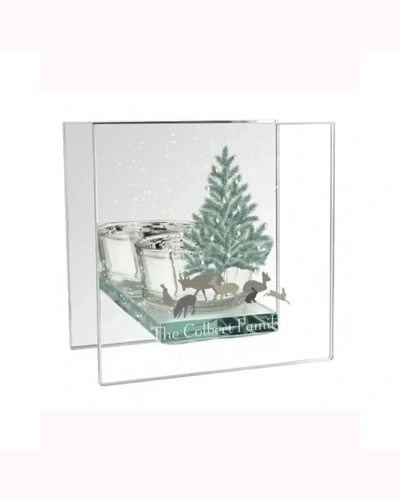 Personalised A Winter's Night Mirrored Glass Tea Light Candle Holder