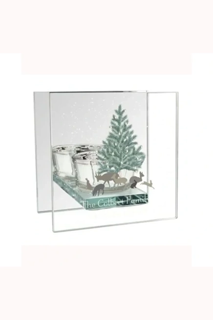 Personalised A Winter's Night Mirrored Glass Tea Light Candle Holder