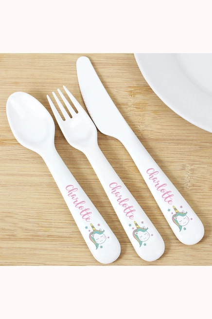 Personalised Baby Unicorn Plastic Cutlery