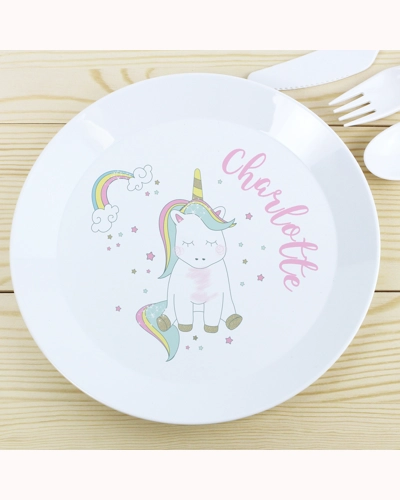 Personalised Baby Unicorn Plastic Plate