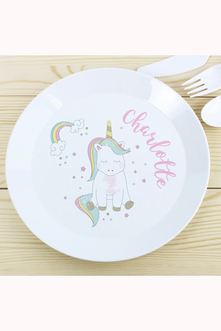 Personalised Baby Unicorn Plastic Plate