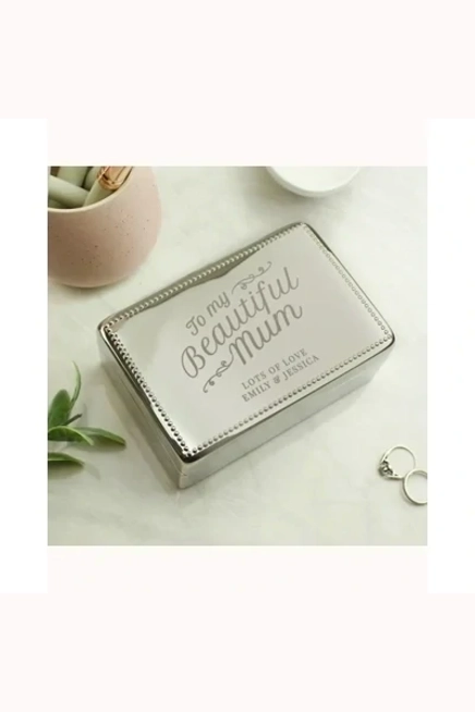 Personalised Beautiful Mum Rectangular Jewellery Box