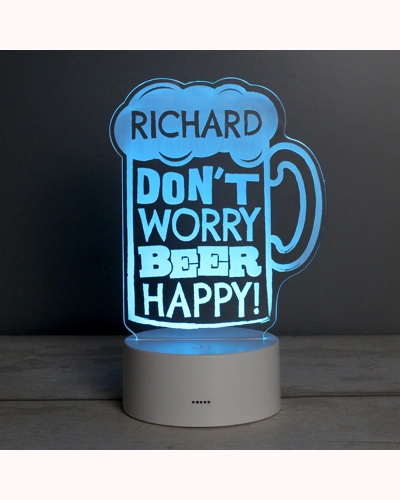 Personalised "Beer Happy" LED Colour Changing Light