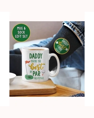 Personalised Best By Par Mug & Socks Set