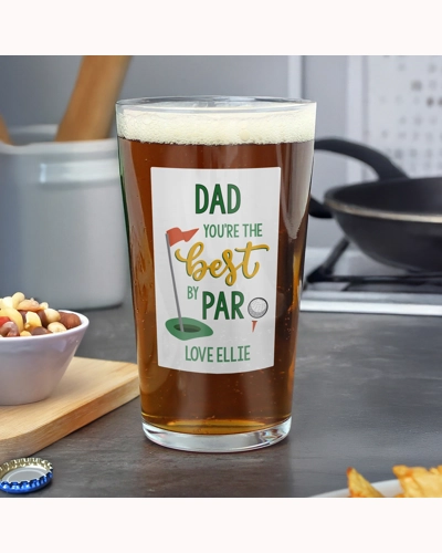 Personalised Best By Par Printed Beer Glass