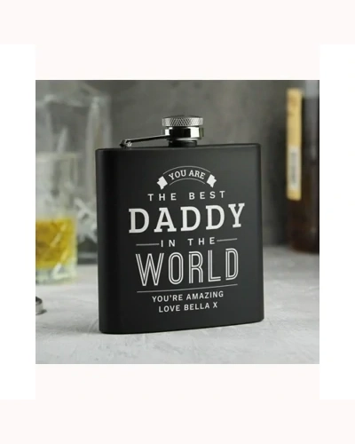Personalised Best in The World Black Hip Flask