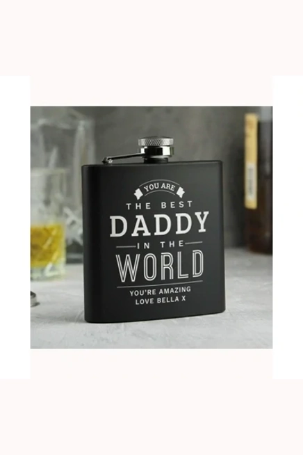 Personalised Best in The World Black Hip Flask