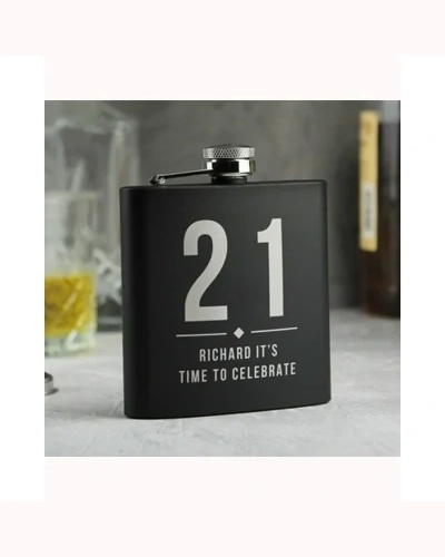 Personalised Big Numbers Black Hip Flask