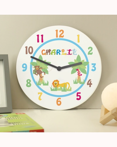 Personalised Blue Animal Alphabet Clock