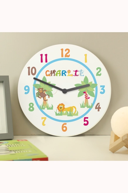 Personalised Blue Animal Alphabet Clock