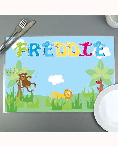 Personalised Blue Animal Alphabet Placemat