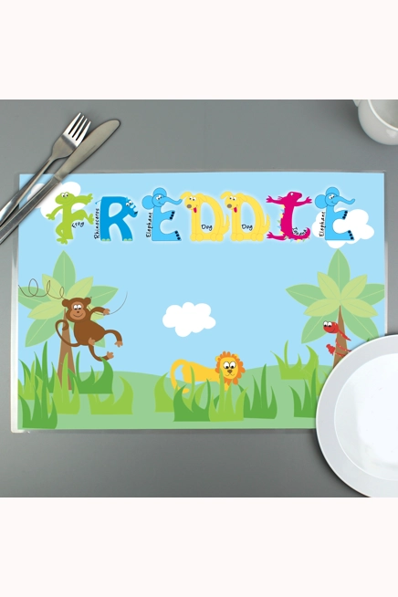 Personalised Blue Animal Alphabet Placemat