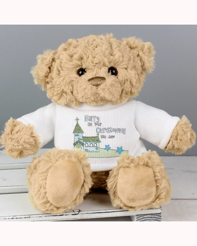 Personalised Blue Church Message Teddy Bear