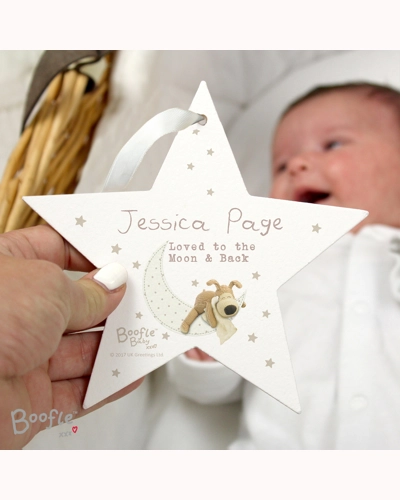 Personalised Boofle Baby Wooden Star Decoration