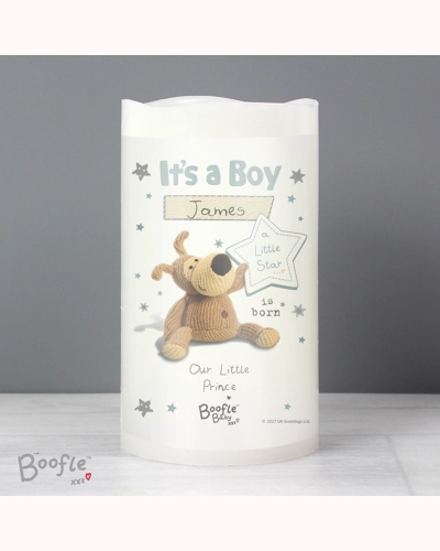 Personalised Boofle It's a Boy Nightlight LED Candle