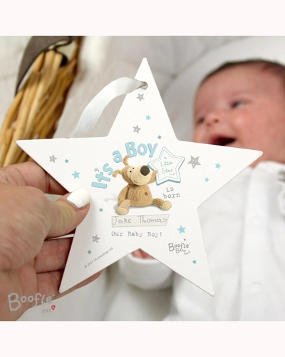 Personalised Boofle Its a Boy Wooden Star Decoration