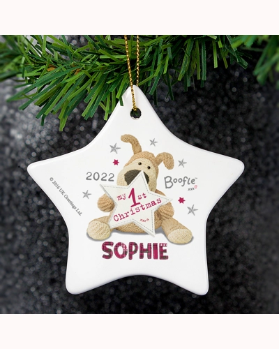 Personalised Boofle My 1st Christmas Ceramic Star Decoration