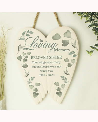 Personalised Botanical In Loving Memory Ceramic Wings